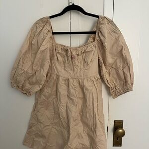 Cider Beige Puff Sleeve Blouse